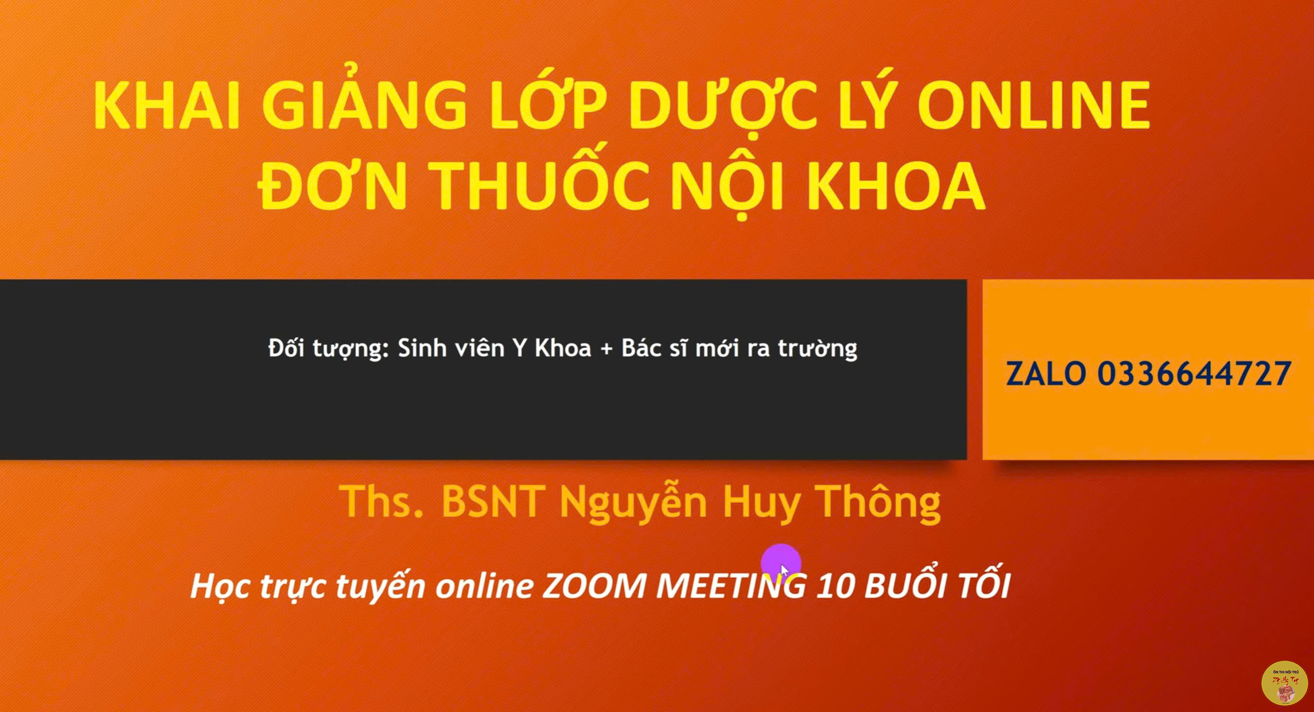 KHÓA HỌC DƯỢC LÝ ĐƠN THUỐC ONLINE CƠ BẢN